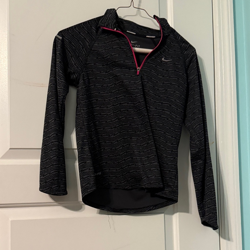 Nike Black and Pink Quarter-Zip Top